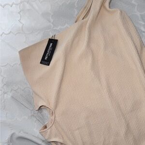 Pretty Little Thing One-Shoulder Beige Swimsuit/bodysuit